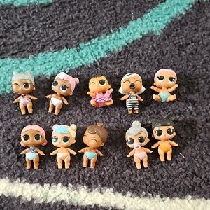 Set of 10  Mini Lol Doll Figures in Mixed Pastel Colors